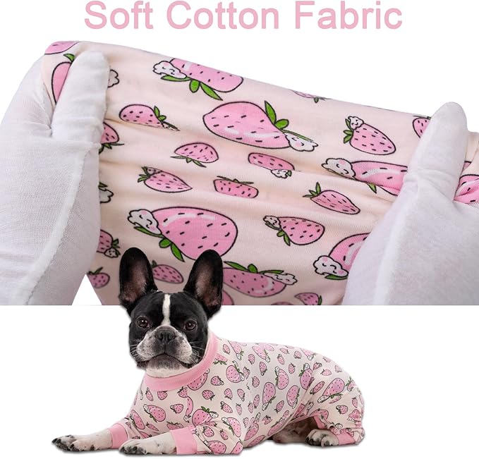 Dog Recovery Suit - Soft Pajamas Bodysuit, Cone Alternative, Prevent Licking - Female/Male (X-Large, Strawberry Pink)