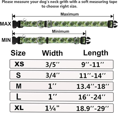 Limited Slip Collar for Dogs with Buckle Adjustable Nylon Tropical No Pull Martingale Training Dog Collars (Palm Leaf, Medium)