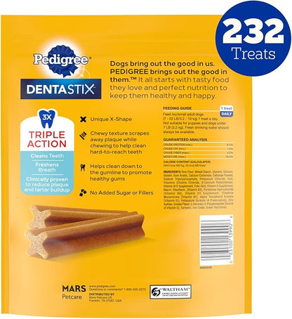 Pedigree Dentastix Dental Chews for Dogs, Small and Toy Breed Dog Treats, Original with Real Chicken Flavor, (4) 58ct Bags (232 Treats Total)