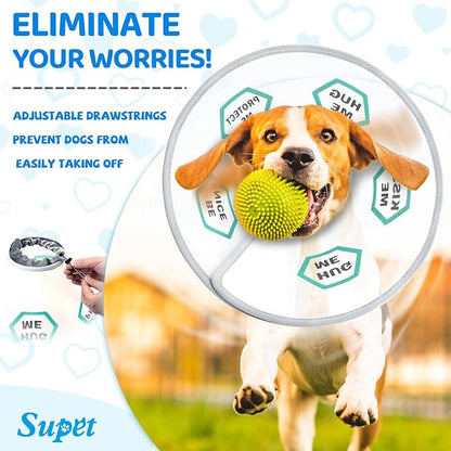 Supet Dog Cone Collar After Surgery to Stop Licking: Adjustable Recovery Elizabeth Collar Alternative for Large Medium Small Dogs, Plastic Pet Head Neck Cone (L)