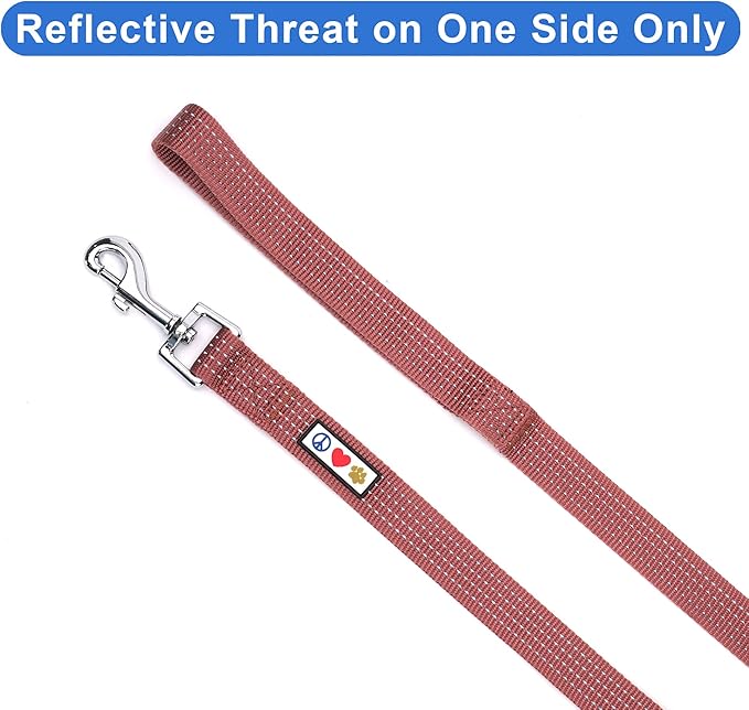 Pawtitas Marsala Brown Dog Leash 6 ft XS/S Reflective Durable Lightweight Dog Lead for Small Dogs and Puppies