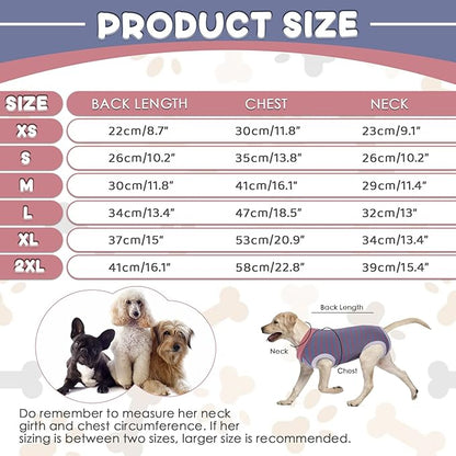 Dog Recovery Suit, Puppy Surgical Pajamas Bodysuit for Dogs Cats After Spay Neuter Surgery Abdominal Wound Bandages, Striped Onesie Pant for Shedding Skin Disease, Anti-Licking Cone Alternative S