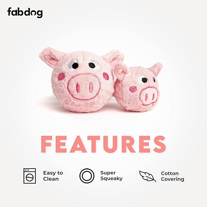 fabdog Pig faball Squeaky Dog Toy (Large)