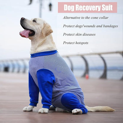 Yeapeeto Dog Onesie Surgery Recovery Suit for Large Medium Bodysuit Dogs Pajamas PJS Full Body for Shedding, Prevent Licking, Wound Protection, Cone Alternative (5XL, Blue)