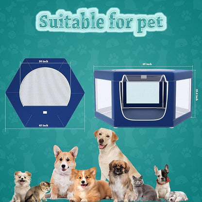 XVISHX 45x45 Inches Hexagonal Type Puppy Playpen, Dog Playpen for Puppies or Small Dogs, Dog Fence Pet Playpen for Indoor & Outdoor, Sturdy Safety Dog Pen with Thickened Fabric, Breathable Mesh