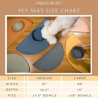 Should We Go - Waterproof Silicone Pet Food Mat - Non-Slip Spill-Proof Feeding Mat for Floors, Raised Edge Design Easy-to-Clean Rubber Pad for Dog & Cat Bowls, 28" Across x 14" Deep, Large-Terracotta