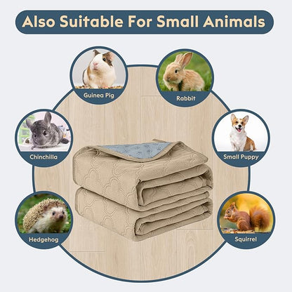 FunFurry Washable Guinea Pig Cage Liner - 4 Pack Reusable Washable Pee Pads，Waterproof Guinea Pig Bedding for Small Animal - Rabbit Bunny Hamster Puppy (Cream, 12" X 12" - 4 Pack)
