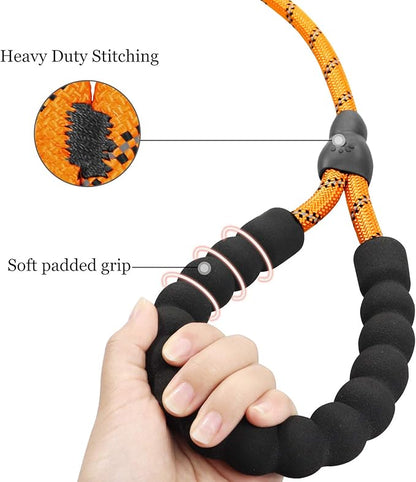 TagME 6ft Slip Dog Lead, No Pull Reflective Training Leash with Padded Handle, Professional Rope P-Leash for Small Medium Large Dogs, Heavy Duty Correction Lead for Walking & Training (Orange)