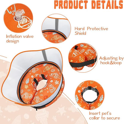 Elevated Inflatable Dog Cone Collar to Stop Licking, Dog Donut Collar After Surgery, Soft Pet Cone Alternative for Small Medium Large Dogs