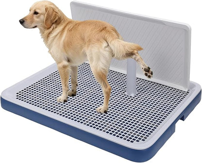 Indoor Dog Potty Tray with High Wall, 19.3 x 24.8 in Mesh Training Toilet for Puppy and Small Dogs, Deep Base Pee Pad Holder with Splash Guard, Non-Slip Bottom, Easy-Clean, House Training Use