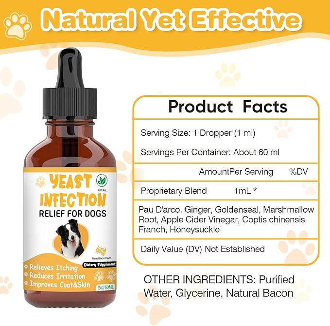Natural Yeast Infection Treatment for Dogs,Supports Healthy Itch Relief,Inflammation Relief,Allergy Relief & More,Dog Ear Infection Treatment,Itch Relief for Dogs,Ear Infection Treatment for Dog