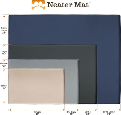 Neater Pet Brands Neater Mat Pet Mats for Food and Water, Cat & Dog Bowl Mat Waterproof Silicone, Feeding Tray, Dog Food Mats for Floors, Placemat w/Raised Edge for Under Bowls, 24" x 16", Light Blue