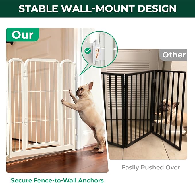 FXW Dog Gate Extra Wide Designed for Indoor Use, Adjustable Width Up to 92-inch Wide (24" H 4 Wire Panels for Puppies and Small Dogs), Black