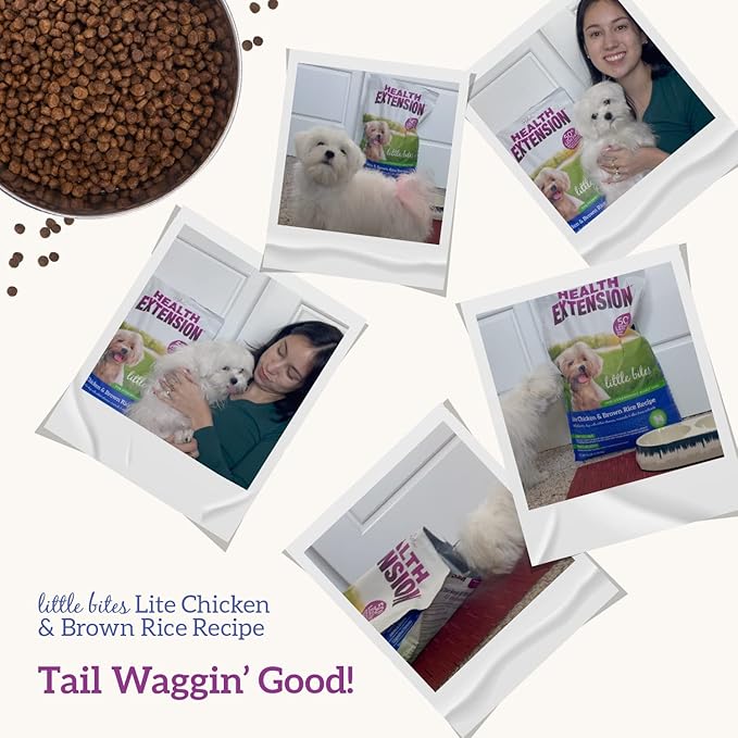 Health Extension Little Bites LITE Dry Dog Food, Chicken & Brown Rice for Toy and Small Breeds, Supports Healthy Weight, with Probiotics & Superfoods for Digestion & Coat Health, 4 lb Bag