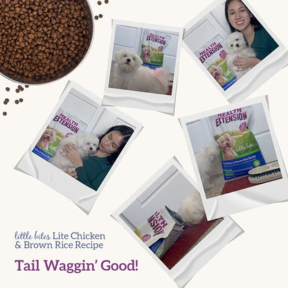 Health Extension Little Bites LITE Dry Dog Food, Chicken & Brown Rice for Toy and Small Breeds, Supports Healthy Weight, with Probiotics & Superfoods for Digestion & Coat Health, 4 lb Bag