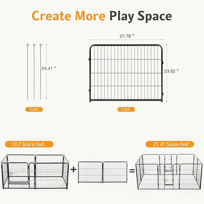 NEWBULIG Dog Playpen for Indoor 24 Inch 2 Panels - Portable Heavy Duty Metal Pet Exercise Pen, Foldable Small Dog Puppy Playpen Fence for Outdoor RV, Camping, Yard, Garden