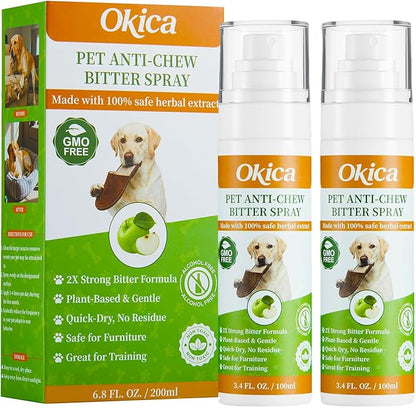 2 Bottles Bitter Apple Spray for Dogs - No Chew Spray for Dogs to Stop Barking Marking and Nibbling - Natural Ingredients Dog Repellent Spray for Furniture and Your Belongings Green