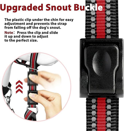 BARKLESS Soft Dog Head Collar, Patented Padded No Pull Head Halter, Training Nose Leash with Safety Link for Medium Large Dogs, Adjustable Muzzle Leash, Easy Control for Walking (XL, Red)