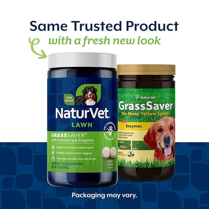 NaturVet – GrassSaver Wafers for Dogs Plus Enzymes – 300 Wafers – Healthy Supplement to Help Rid Your Lawn of Yellow Spots – Synergistic Combination of B-Complex Vitamins & Amino Acids