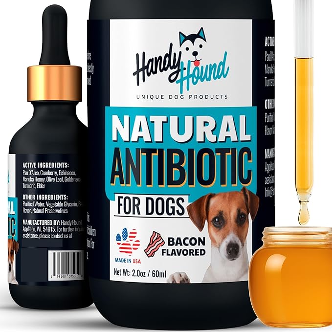 Natural Antibiotics for Dogs Without Vet Prescription – Dog Antibiotics for Infection, Cough, UTI, Allergies – Dog Itching Skin Relief Supplement – Bacon Flavor (2 oz)
