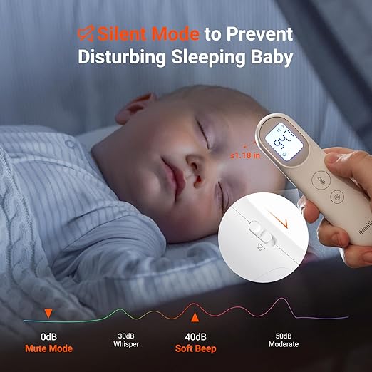 iHealth Infrared Digital Thermometer for Adults and Kids, Baby Thermometer with 3-in-1 Mode & 3-Color Prompt, Fever Alarm & Silent Mode, Forehead & Object Detection, 40 Memory Storages, PT9L, White