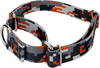Country Brook Petz - Orange Digital Camo Martingale Dog Collar and Leash Limited Edition - Camouflage Collection Featuring Rugged Designs (1/2 Inch, Extra Small)
