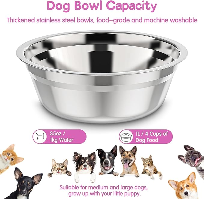 XIAZ Elevated Dog Bowls Large Breed Raised Dogs Bowl Stand Large/Medium Sized Dog Stainless Steel Food Water Bowl Stands 5 Heights Adjustable 9/11/12/14in Pet Feeder Dish Station