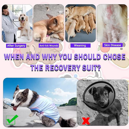 Dog Surgery Recovery Suit for Male Female, Spay Neuter Cone Alternative Surgical Onesie, Tie-dye Light Blue, M