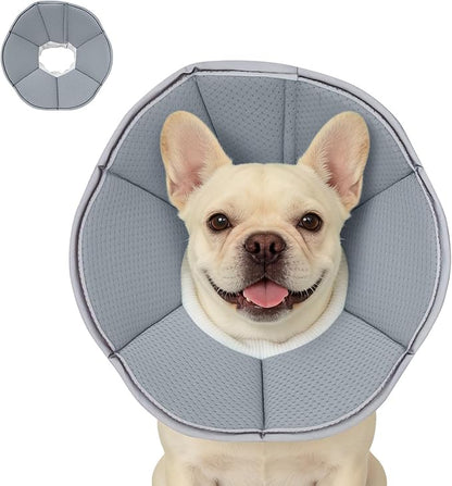 MAXFUT Dog Cone Collar,Soft Cone for Dogs to Stop Licking After Surgery,Non Inflatable Dog Donut Cone (Grey, M)