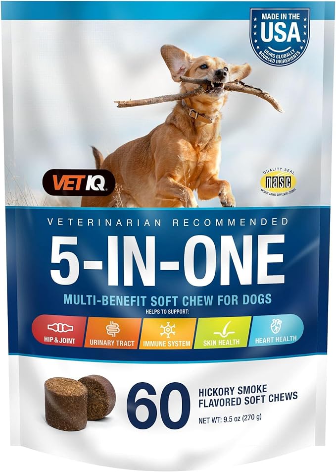 VetIQ 8-in-One Multifunctional Supplement for Dogs, Supports Hip & Joint, Urinary Tract, Immune System, Skin Health and Heart Health, Soft Chews, Made in The USA, (Pack of 120)