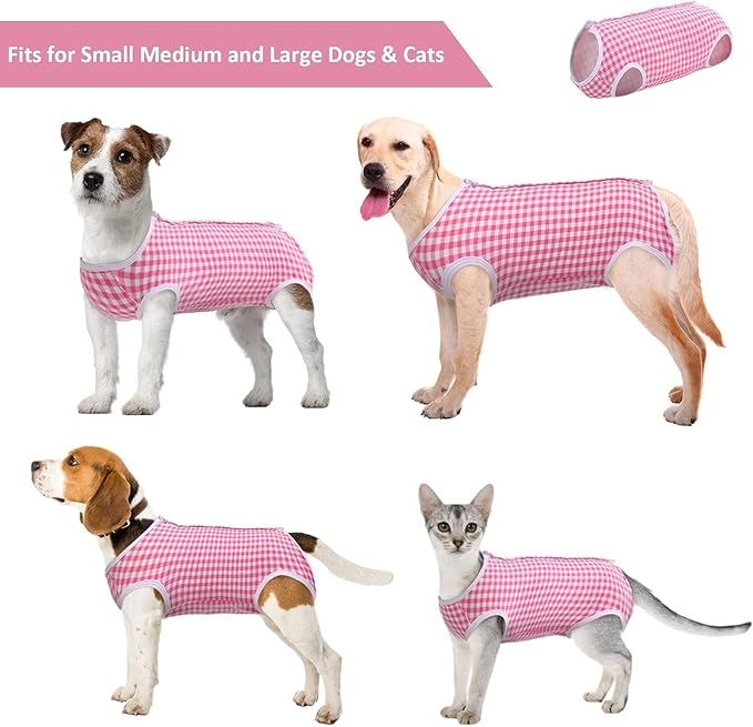 Kuoser Surgical Recovery Suit for Dogs Cats, Pet T-Shirt After Surgery Wear for Dogs, Dog Professional Recovery Suit Comfortable E Collar Alternative, Prevent Licking Onesies Pet Surgery Recovery Suit