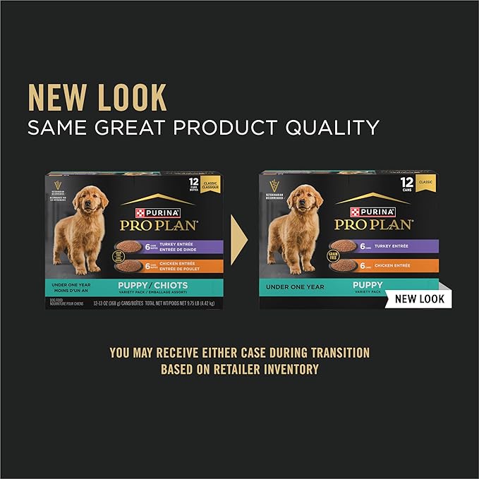 Purina Pro Plan Development Wet Puppy Food, Grain Free Chicken Entree and Grain Free Turkey Entree Variety Pack - (Pack of 12) 13 oz. Cans