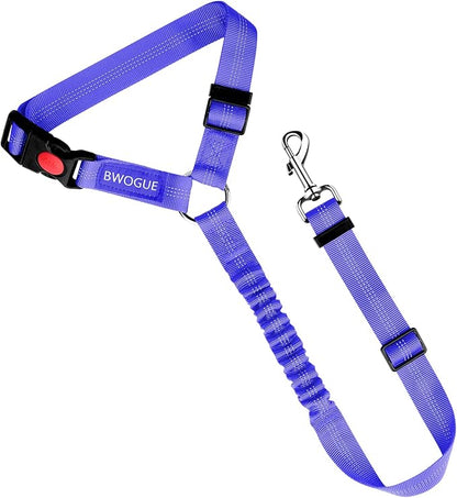 BWOGUE Pet Dog Cat Seat Belts, Car Headrest Restraint Adjustable Safety Leads Vehicle Seatbelt Harness (1 Pack, Purple, Elastic)