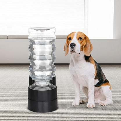 RIZZARI Automatic Dog Water Dispenser: Spill-Resistant 9L Black Gravity Feeder - Includes 2 Extra Filters & 2 Bottle Caps - Raised Design Supports Elderly Dogs’ Spine Health - for Garage Garden Use