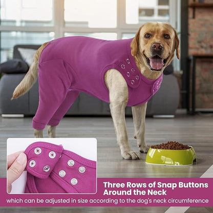 IDOMIK Dog Recovery Suit,Dog Leg Sleeve to Stop Licking Rear Legs,Thigh Wound Protective Sleeve,Male Female Pet Surgical Clothes,Doggy Surgical Suit with Pants Cover,Cone Collar Alternative,Purple,XL