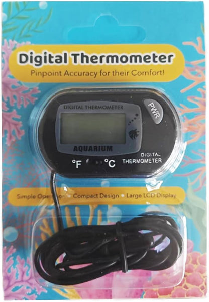 SunGrow Digital Betta Thermometer for Tropical Aquarium Fish, Black Color, Suction Cups and 1 Battery Included, 1 pc per Pack