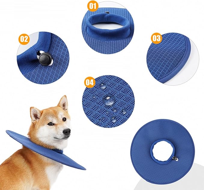 Dog Cone Collar, Multipurpose Breathable Mesh Comfortable Dog Recovery Elizabeth Collar, Soft Cone Collar Dog Neck Donut Cone Collar for Large Medium Small Dogs Cats Dark Blue(XL)