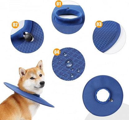 Dog Cone Collar, Multipurpose Breathable Mesh Comfortable Dog Recovery Elizabeth Collar, Soft Cone Collar Dog Neck Donut Cone Collar for Large Medium Small Dogs Cats Dark Blue(XL)