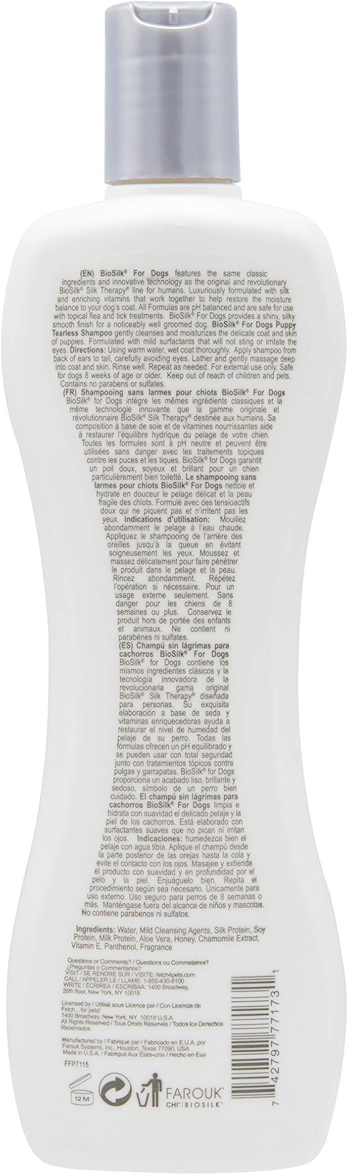 BioSilk for Dogs Puppy Tearless Shampoo, Gentle Dog Wash with Silk Proteins, Paraben and Sulfate Free Formula Helps Clean and Condition Coats for Puppies and Dogs, 12 Fl Oz - 6 Pack