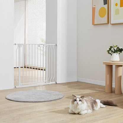 VEVOR Baby Gate, 29.5-37 in Adjustable Width, 30in High Dog Gate, Easy Step Walk Thru, Auto Close, Child Pet Security, with Pressure Mount Kit and Wall Mount Kit, for Stairs Doorways and House, White