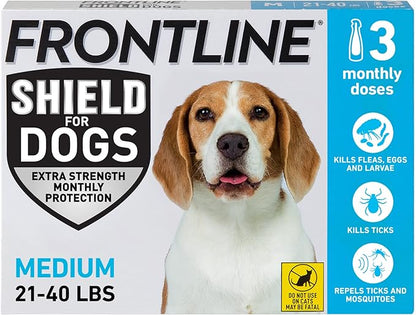 FRONTLINE Shield Flea & Tick Treatment for Medium Dogs 21-40 lbs. Count of 3