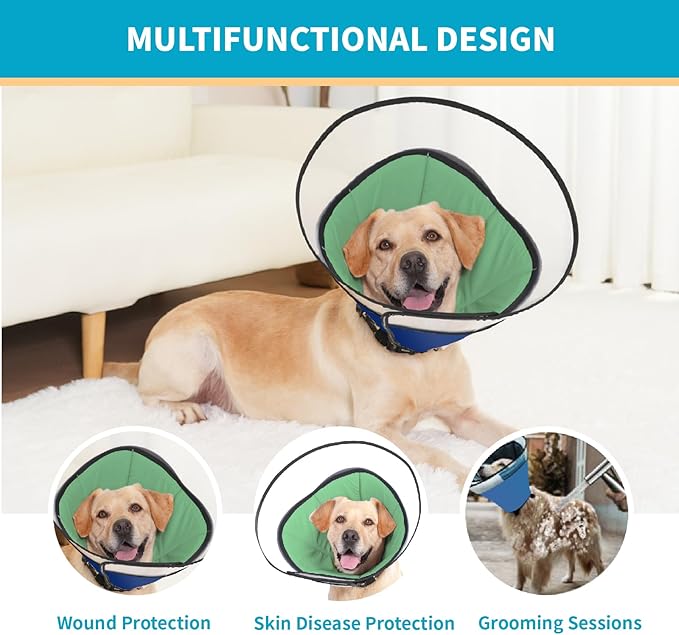 Pet Dog Cone Collar to Stop Licking, Soft Comfy Cones for Large Medium Small Dogs After Surgery, Cone of Shame for Dogs Head Neck Elizabethan Collar-Avocado Green-M