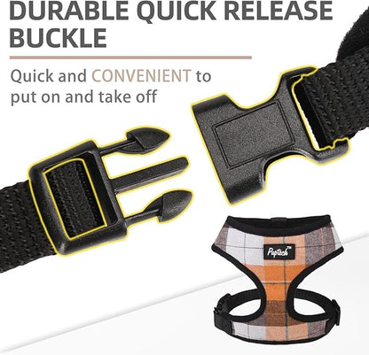 PUPTECK Soft Mesh Dog Harness and Leash Set Pet Puppy Cat Comfort Padded Vest No Pull Harnesses, Orange, XS