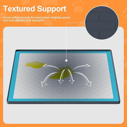 Pee Pad Tray Holder for Dogs,Non-Slip Silicone Dog Puppy Pad Holder,25 x 25 Square Puppy Potty Training Pads,No Spill Raised Lip High Edge,Portable, Leak-Proof Mat Trays for Indoor Floor Protection