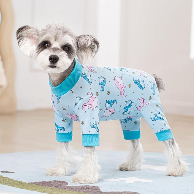 Dog Surgery Recovery Suit, Dog Onesie for Surgery Female Male Dogs, Dogs Pajamas Long Sleeve, Small Dogs Onesie, Abdominal Wound Bandages Surgical Suit, Cat Recovery Suit for Shedding Skin Disease