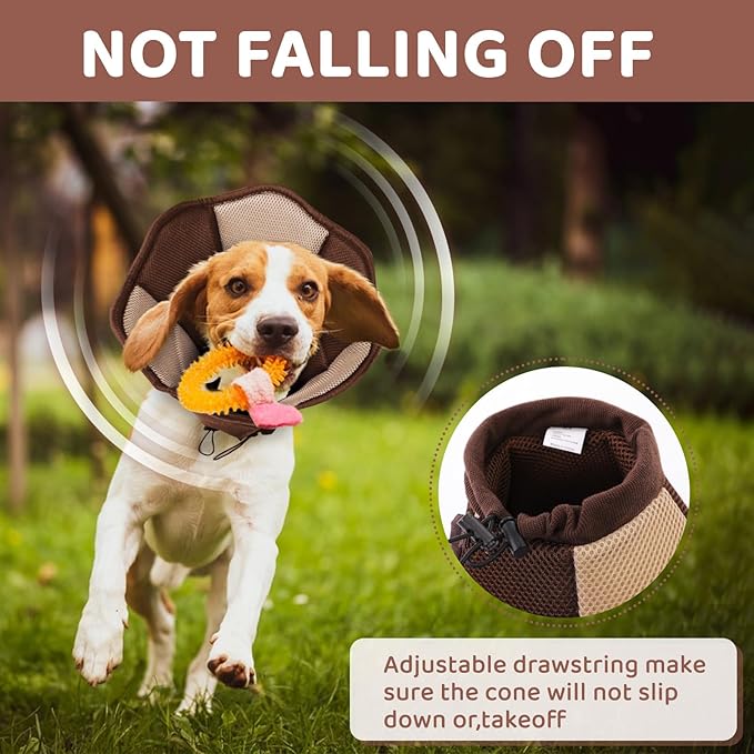 SUNFURA Dog Cones for Large Dogs, Soft Pet Cone Stop Licking After Surgery, Adjustable Pet E-Collar Alternative for Wound Healing, Brown X-Large