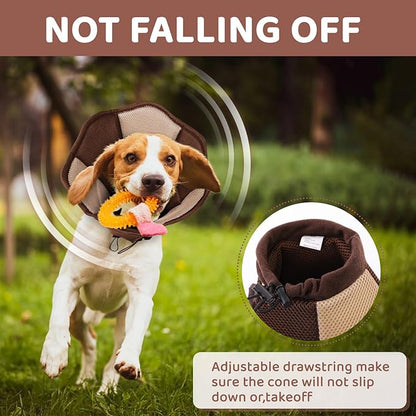 SUNFURA Dog Cones for Large Dogs, Soft Pet Cone Stop Licking After Surgery, Adjustable Pet E-Collar Alternative for Wound Healing, Brown X-Large