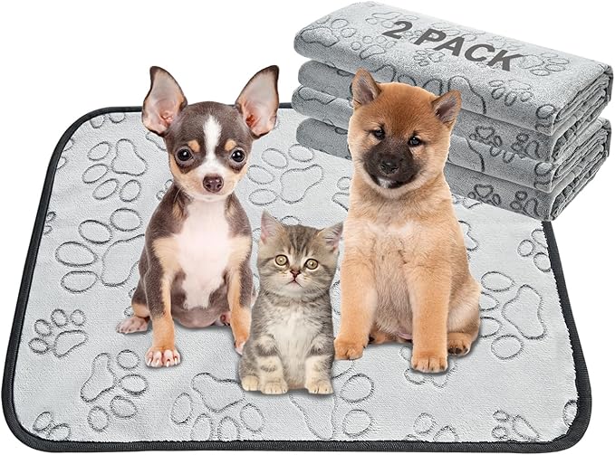 Qeils Reusable Puppy Pads, 2 Pack Washable Pee Pads for Dogs, Waterproof Non Slip Wee Wee pad, Absorbent and Leakproof Training Mats for Potty, Crate, Playpen, Bed, Sofa, 18"x 24"