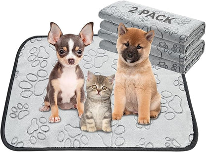 Qeils Reusable Puppy Pads, 2 Pack Washable Pee Pads for Dogs, Waterproof Non Slip Wee Wee pad, Absorbent and Leakproof Training Mats for Potty, Crate, Playpen, Bed, Sofa, 18"x 24"