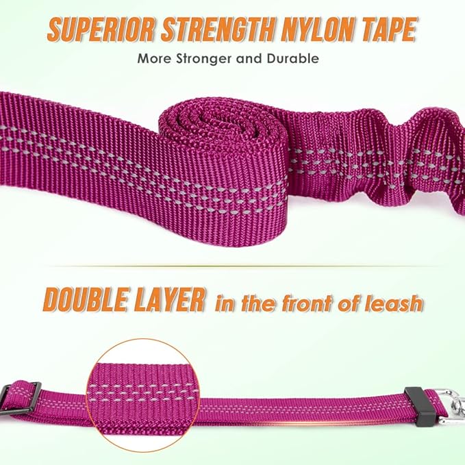 AUTOWT Double Dog Leash, No Tangle 360°Swivel Rotation Reflective Lead Attachment Adjustable Length Dual Two Dogs Lead Splitter, Comfortable Shock Absorbing Walking Training for 2 Dogs